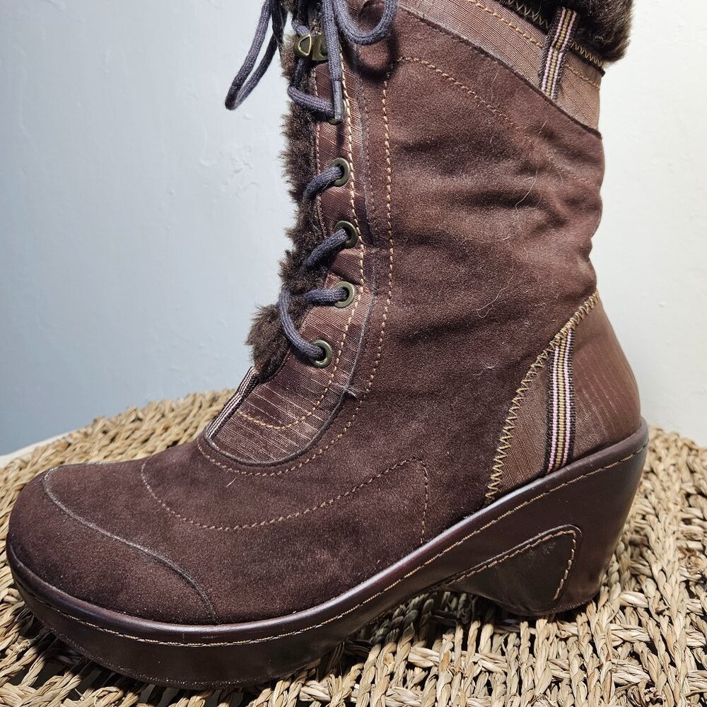 J-41  Lace Up Brown Suede Boot, Women's size 8 - Picture 4 of 8